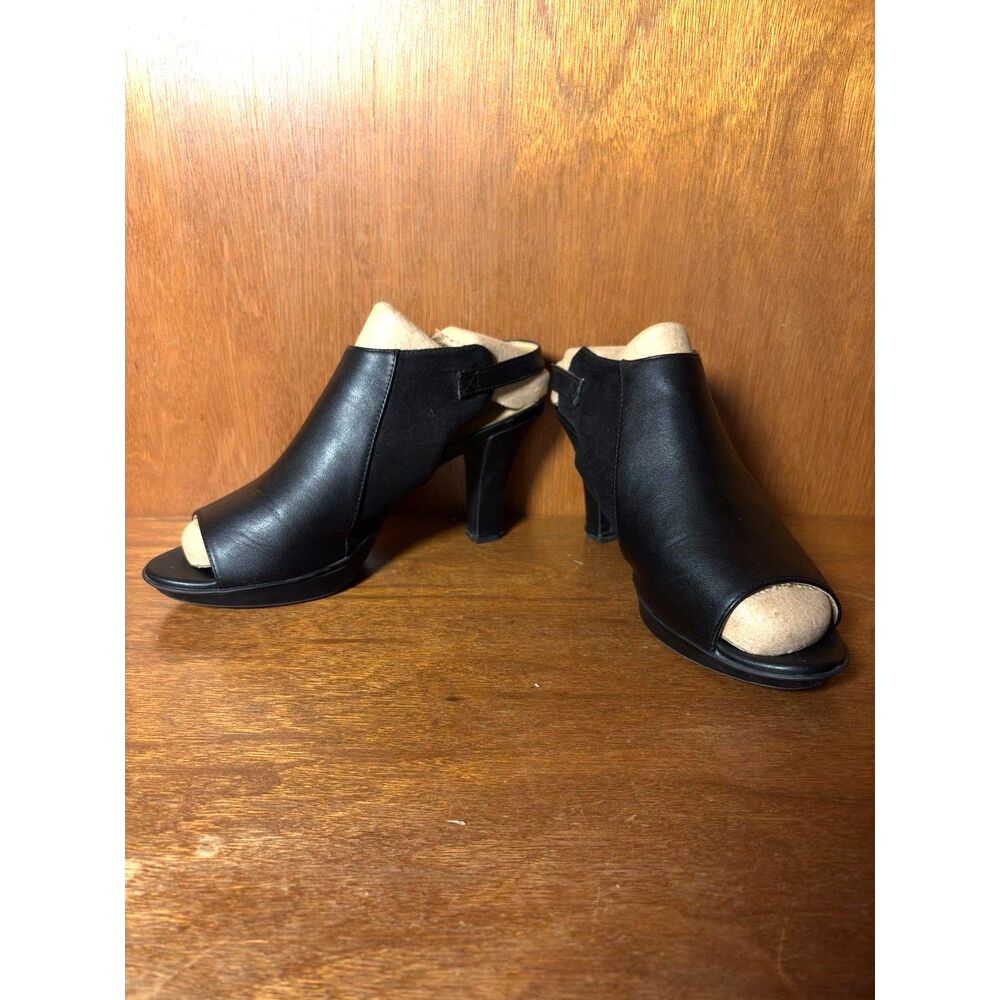 y2K Indie Sleaze Naturalizer Black Peep Toe Slingback Heels Size 10M Platform
